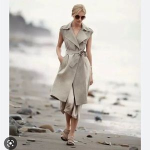 Theory “Jiliya” Natural Linen Sleeveless Trench/Vest Size Medium